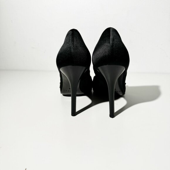 Casadei black satin silk beaded pointed toe heels size 39 - Picture 4 of 7